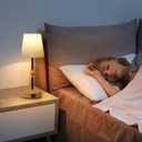 Bedside Table Lamp for Bedroom with 2 USB Charging Ports Minimalist Small Nightstand 3-Way Dimmable Touch Desk Lamp for Living Room Home Office Dorm,LED Bulb Included (wood grain-power)