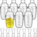 7 Pcs Plastic Cocktail Shaker Set Drink Mixer with Mark Clear Drink Cocktail Shaker and Measuring Jigger Set Ounce Cup Clear for Bar Party Home Use Wine Bar(17oz)