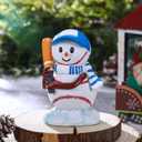 Christmas Baseball Snowman Figurine Xmas Baseball Snowman Table Resin Decoration Christmas Figurines Ornament for Desktop Mantle Shelf Fireplace Office Winter Holiday Party Supply Gift Decor