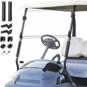 Panglong Precedent Golf Cart Windshield Clear & Tinted, with All Windshield Clips, Foldable Precedent Windshield Fit 2004-Up Club Car Precedent, Tempo, Onward, 37.59" W X 33.97" H