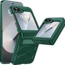 Vizvera for Samsung Galaxy Z Flip 6 Case with Hinge Protection, Built-in Screen Protector Shockproof All-Inclusive Phone Cover for Z Flip 6/Z Flip 7 FE-Alpine Green