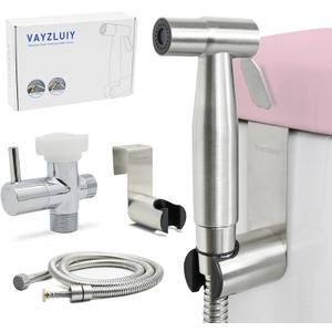 Handheld Toilet Bidet Sprayer for Toilet-Adjustable Water Pressure Control with Bidet Hose for Feminine Wash, Stainless Steel Brushed Nickel Cloth Diaper for Baby Wash (Stainless Steel, 1)