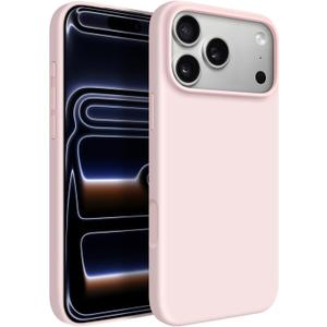 for iPhone 17 Pro Max Case with Camera Control Button, Solid Color Liquid Silicone Case for Women Girls Men Anti-Scratch Lining Shockproof Drop Protective Cover for iPhone 17 Pro Max-Pink