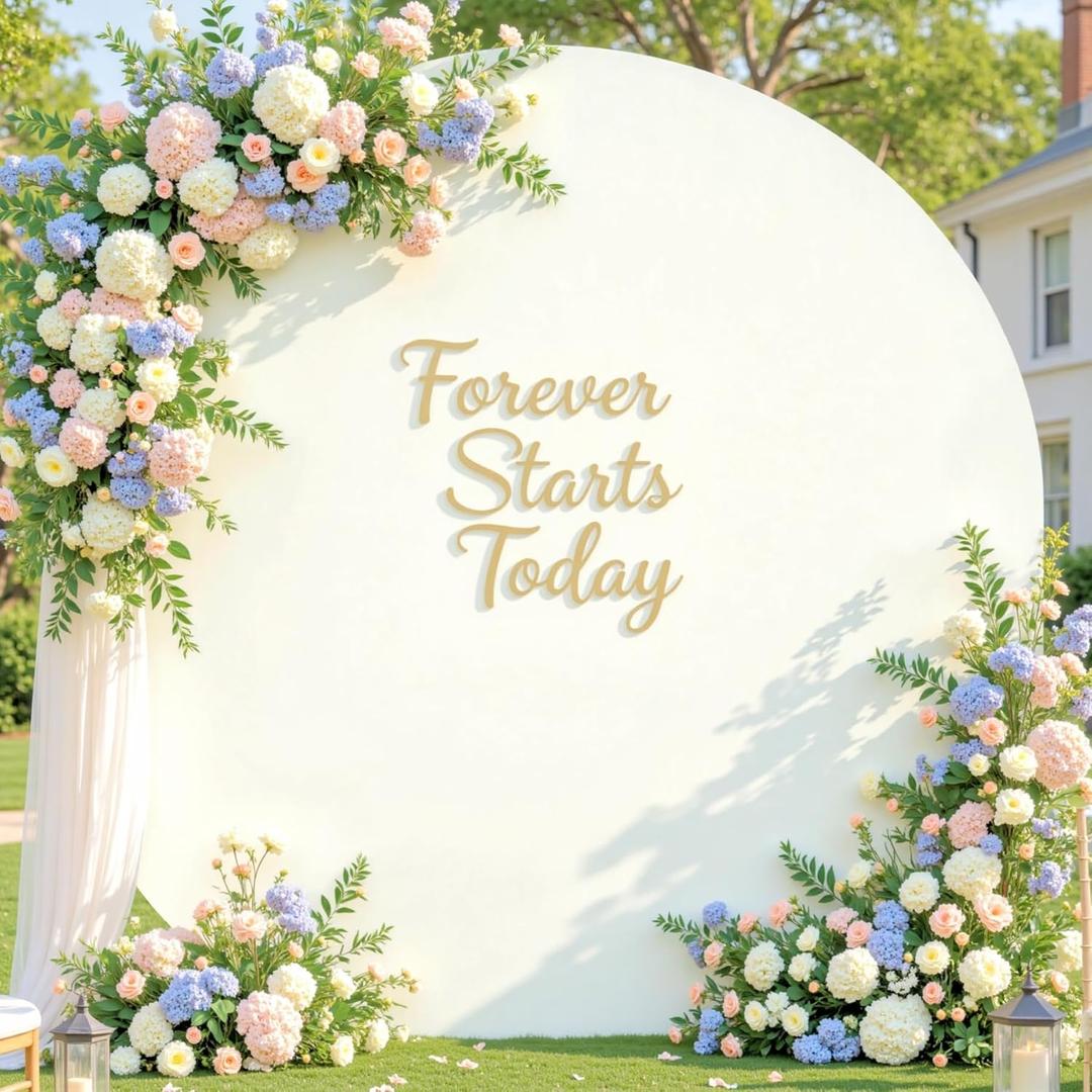 6.6 FT Ivory Round Backdrop Cover for Circle Balloon Arch Stand Stretchy Circle Arch Backdrop Covers for Wedding Arch Baby Shower Birthday Party Photo Shoot Photography Arch Background Decorations