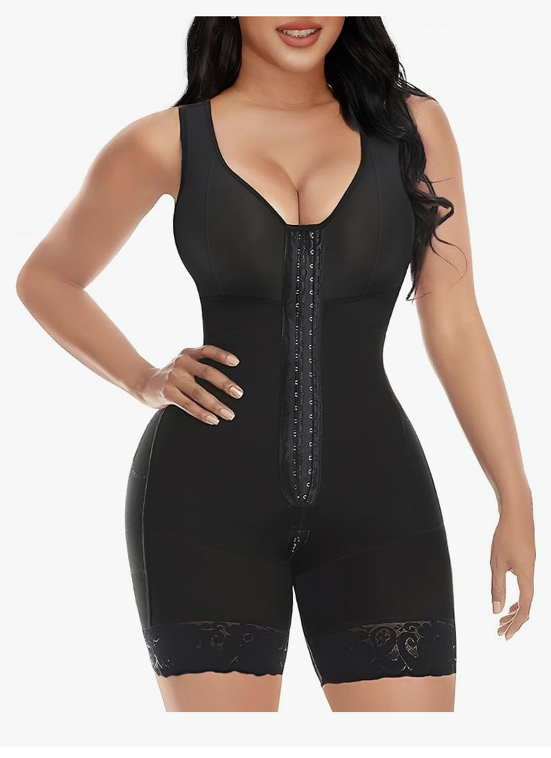 YIANNA Fajas Colombianas Shapewear for Women Tummy Control Post Surgery Full Body Shaper Butt Lifter with Zipper Crotch, M