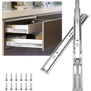 20 inch Drawer Slides 4 Pairs (8pcs) Soft Self Close Full Extension Ball Bearing Drawer Rails Side Mount Metal Dresser Runners for File Cabinet Trash Can Kitchen Wardrobe Glides 20" 100 LB Capacity