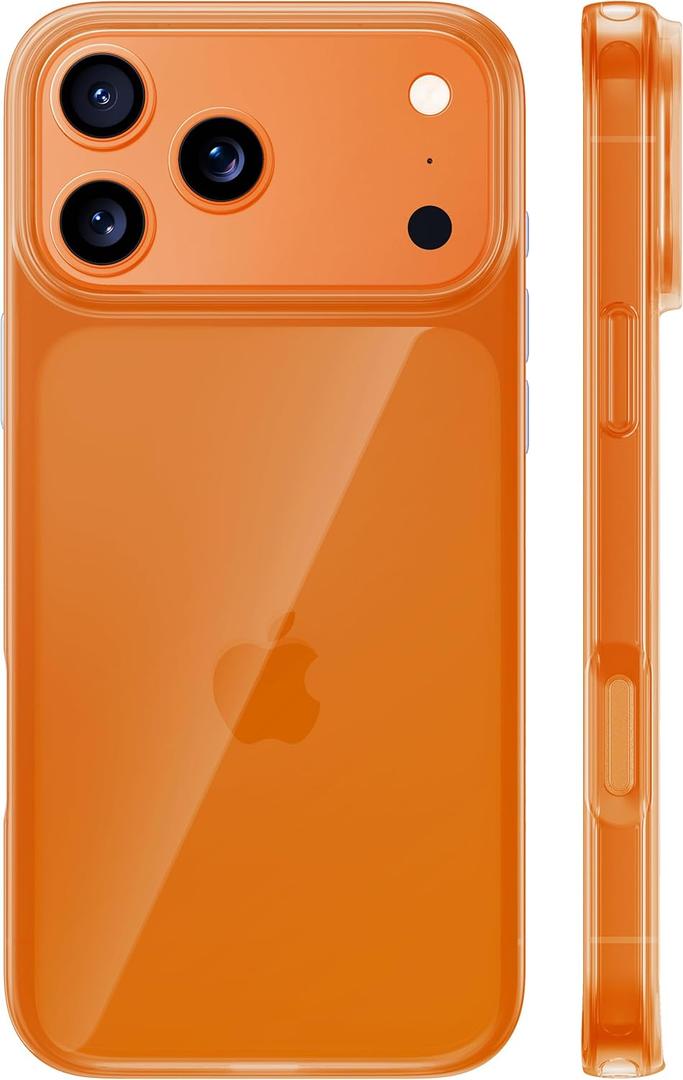 TORRAS for iPhone 17 Pro Max Case Crystal Orange, [Anti-Yellowing][Military-Grade Protection], Ultra Slim Anti-Scratch Back, Soft Bumper, Non-Slip Protective Phone Cover, Orange 6.9"