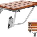 Folding Shower Seat Wall Mounted, Foldable Shower Bench for Small Spaces, 400lb Capacity, 17" (Teak Wood)
