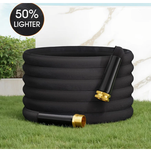 100FT Non-Expanding Garden Hose, Flexible Hose with Hose Nozzle, Lightweight, Kink-Free and Easy Storage Water Hose for Outdoor, Watering, Car Wash by Jisduo, Black-1
