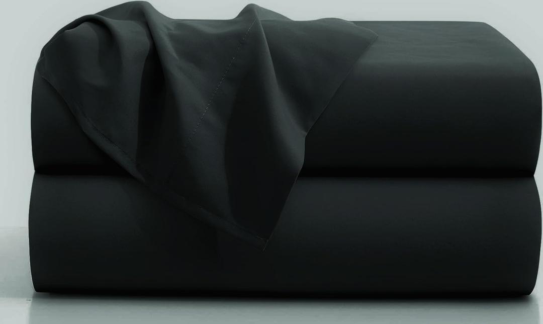 Flat Sheets 2 Pack - Hotel Quality Flat Bed Sheets - Brushed Microfiber - Ultra Soft & Breathable - Wrinkle-Free - Easy Care - Flat Sheets Only (Black, Full-2Pack)