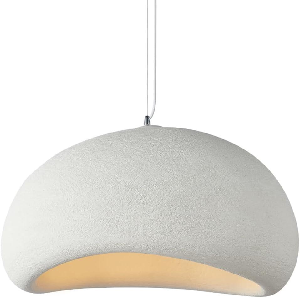 40cm Modern Pendant Light for Dining Room Kitchen Island Hallway Restaurant Hanging Lamp E26 Base Japanese Wabi-Sabi Style Bird Nest Shape Lighting Fixture (Matte White,B Shape, 40cm/15.7inch)