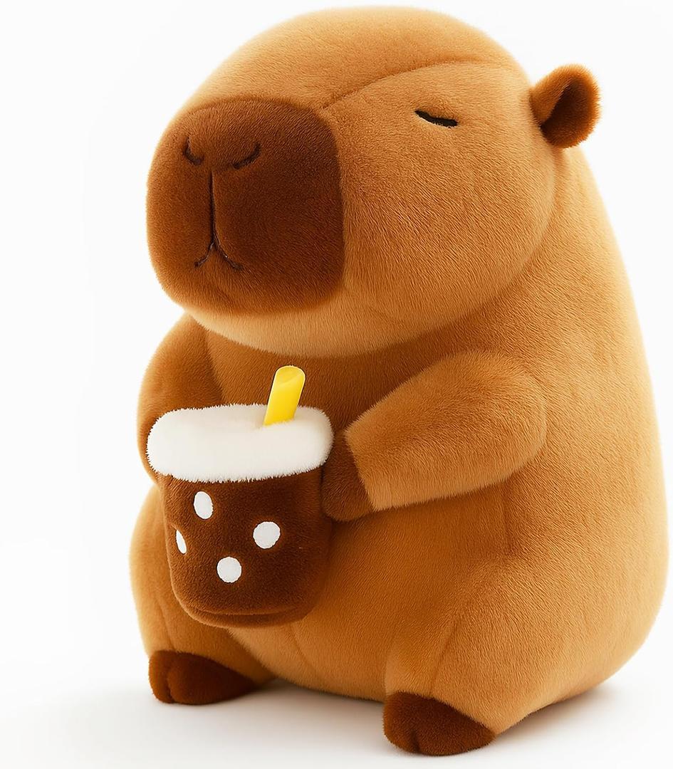 NXNYNZ Cute Capybara Plush Pillow Cute Drinking Milk Tea Capybara Plush Toy Pillow Stuffed Animal Toy Suitable for Girls Children Adult Birthday Valentine's Day Gift