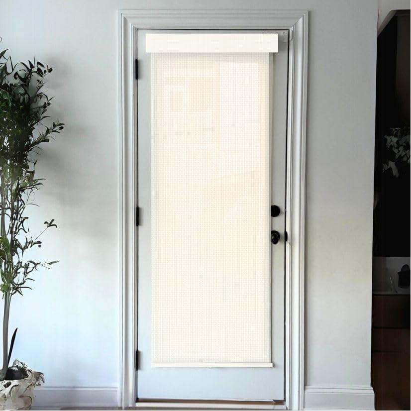 Blinds House Solution, Cordless Roller Shades Outside Mount 1%, 3%, 5% Openness Light Filtering Roller Shades for Home, French Doors, Kitchen, Easy to Install, Privacy & UV Protection, Grey