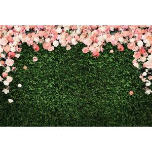 10x8ft Greenery Grass Wall Backdrop Pink Flower Floral Lawn Leaves Valentine's Mother's Day Spring Tea Party Bridal Shower Background Wedding Miss to Mrs Birthday Banner Photo Booth