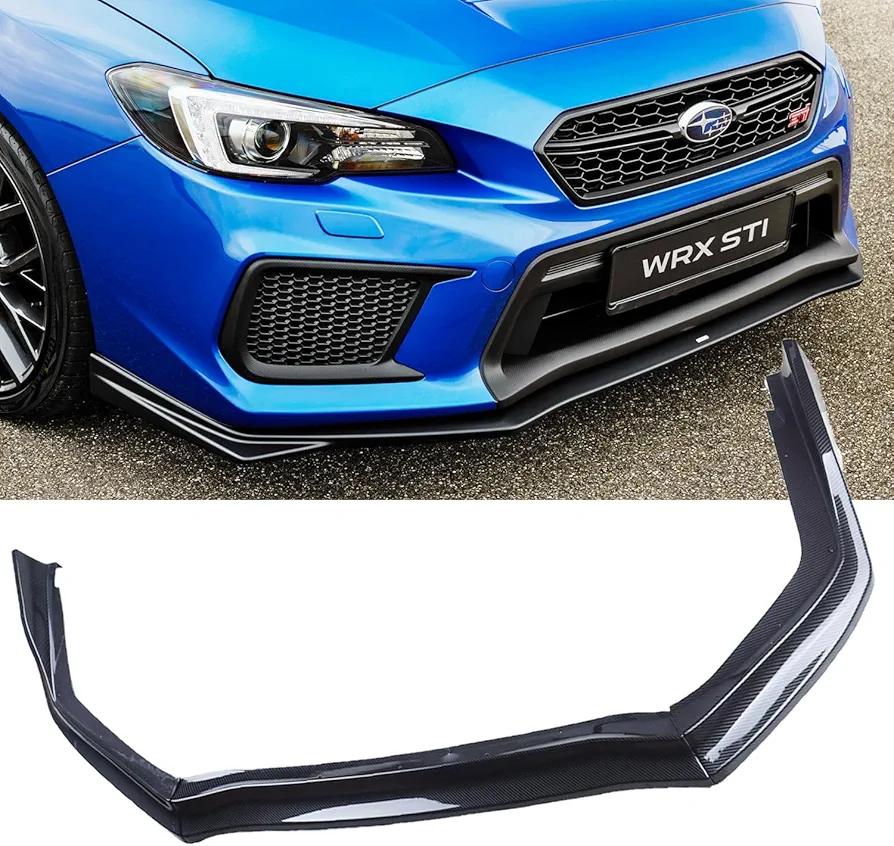 MUCO New Front Bumper Lips Compatible with Subaru WRX STI Sedan 15 16 17 18 19 20 21 22 Car Front Spoiler-Carbon Fiber Look Sport Front Lip - 3pcs