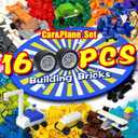 1600 Pieces Building Bricks with 32 Wheel Building Blocks Set, Classic Bulk Blocks Set Creative Toy DIY Cars, Planes, Tanks Compatible with All Major Brands 14 Shape/18 Color