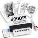 iDPRT Portable Thermal Printer, 300DPI Inkless-Bluetooth Small Mobile Printers Wireless for Travel, Office, Vehicles, Home Use, Supports 8.5" x 11" US Letter, A4 A5, Compatible with iOS, Android, PC (Black)