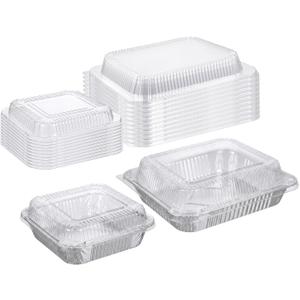 20 Pcs Plastic Clear Lids for 8x8 and 9x13 Inch Aluminum Foil Pans, 1 Inch Height Disposable Dome Lids Only, Airtight Cover for Steam Table Pans, Catering, Baking, Food Storage(Rectangle)