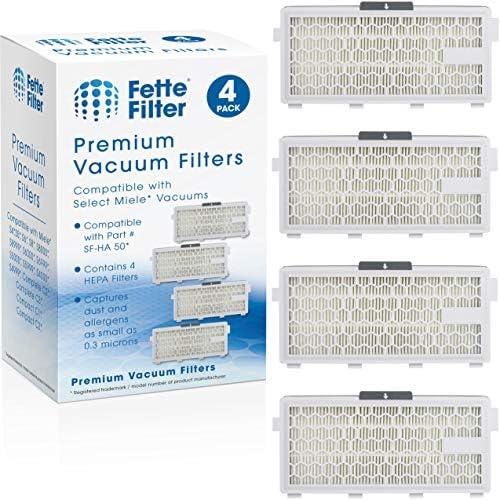 Fette Filter - HEPA Filters Compatible with Miele AirClean SF-HA 50 Filter for Model # S4, S5, S6, S8, S8000, S8999, S6000, S6999, S5000, S5999, S4000, S4999, Complete C2 & C3 (Pack of 4)