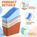 Affrolling 24 Packs Book Bins for Classroom Plastic Book Binder Holders Vertical Organizer Baskets Storage Boxes for Classroom Library Home Office Organization Stationery Supplies (Light Colors)
