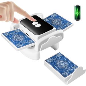 Rechargeable Automatic Card Shuffler for 1-2 Decks, Low Noise & Portable Card shuffler Machine for Poker, Blackjack, UNO, Perfect for Family Game Night, Adults, Mother's Day, Father's Day (White)
