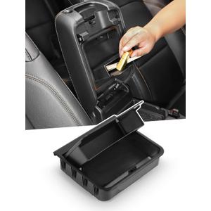 Savadicar One-Touch Hidden Storage Organizer Compatible with 2018-Present Jeep Wrangler JL 4XE & Gladiator JT, Center Console Concealed Box for Secret Extra Space, Interior Armrest Accessories, Black