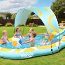 Kiddie Pool with Slide and Canopy, Inflatable Kids Pool with Slide Large Durable Thickened Toddler Pool, Backyard Water Play Center for Kids, Inflatable Water Slide for Kids Backyard (126"x72"x52")