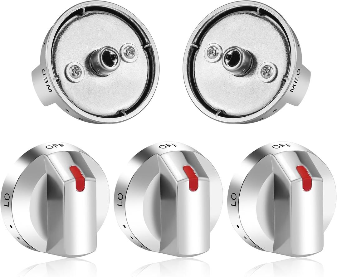 DG64-00473A Compatible for Samsung Gas Stove Knobs Replacements/Sam.Sung Stove K.nobs Replacements/Sam.Sung Oven Knob Replacements/SAMS.ung K.nobs for Gas Stove,5Packs (silver+silver)