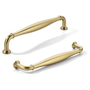 khtumeware 9 Pack 5inch(128mm) Hole Center Brushed Brass Cabinet Pulls Solid Heavy-Duty Satin Brass Tradition Handles Hardware for Bathroom Dressers Pull cabinets