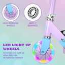Scooters for Kids with Light-Up Wheels, Stem and Deck, Lightweight Foldable, 3 Adjustable Height Scooters for Kids 8-12, purple
