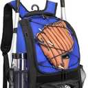 DAFISKY Baseball Bag Softball Backpack - Youth Adult T Ball Bat Equipment Bag with Bat Helmet Holders, Shoe Compartment (Blue)