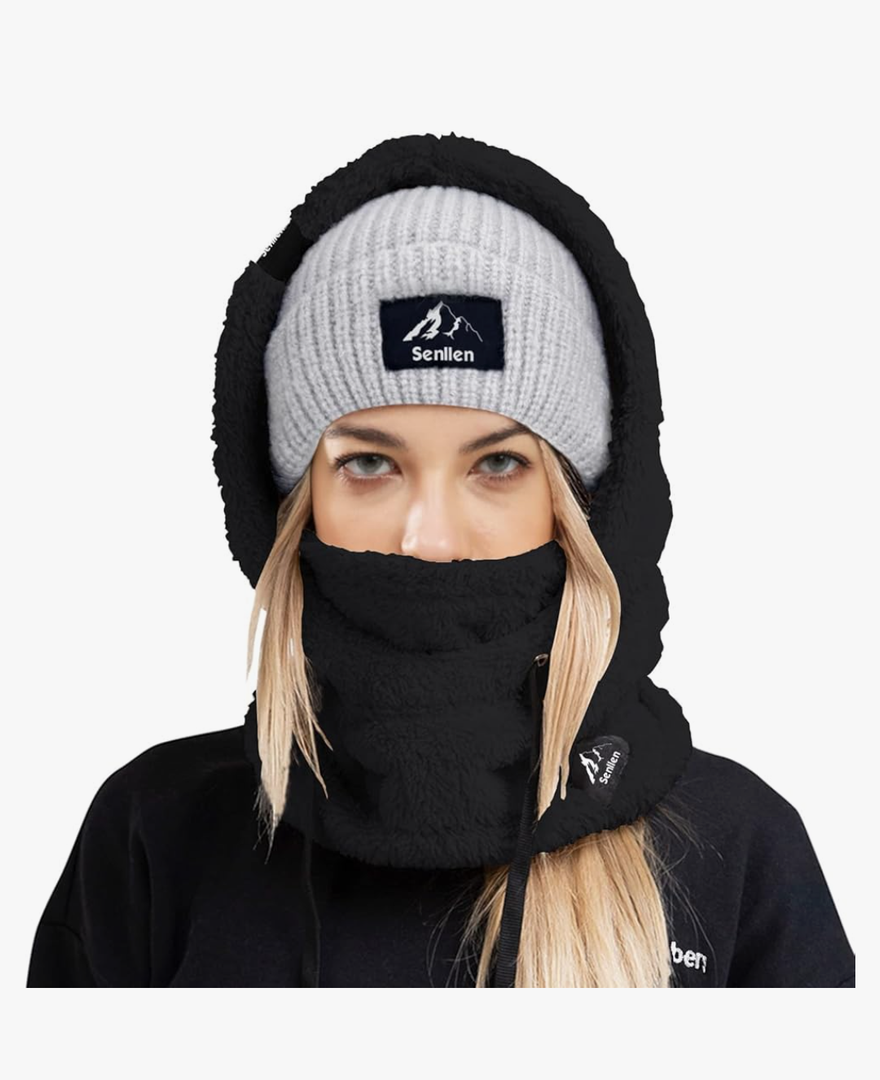 Senllen Balaclava Cold Weather Fleece Windproof Ski Mask Winter Breathable Thermal Face Mask Neck Warmer Scarf Helmet Hood
