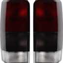 Tail lights Assembly Compatible with 1997-2001 Jeep Cherokee OE Style Rear Light Taillights Replacement for CH2800128 CH2801128 (Dark Red/White/Smoked Lens)