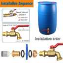 2Pcs Rain Barrel Spigots, Brass Faucet Kits for Rain Water Barrel, Water Tanks, Tubs, Pools Etc, Turn Ball Valve Rain Barrel Spigot with Bulkhead Fitting Set, Hose Adapter, Filter Mesh and Tape