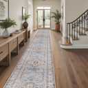 Washable Hallway Runner Rug 3x20: Non Slip Runner Rugs with Rubber Backing Soft Kitchen Rug Farmhouse Distressed Carpet Runner for Living Room Bedroom Bathroom (Blue, 3X20)