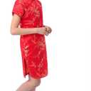 Girl's Red Chinese Dress with Golden Wintersweet Blossom