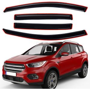 Lightronic Extra Durable Clip-on in-Channel Auto Vent Window Visor, Fits 2013-2019 Ford Escape, UV Protection Rain Guard, Original Window Deflector, No-Drill Easy Install, Dark Smoke, 4-Pcs