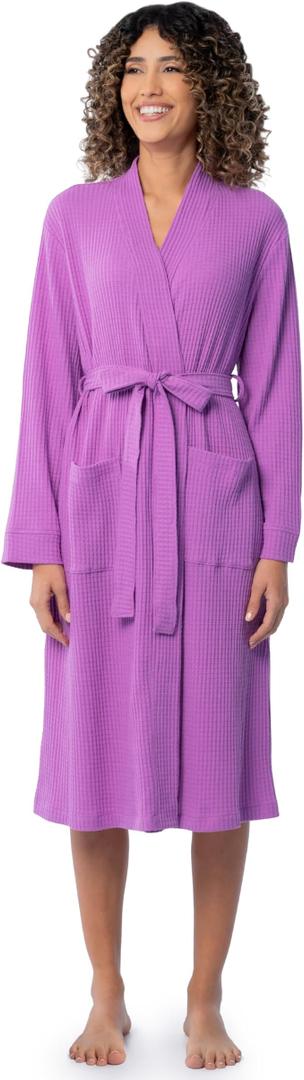 Fruit of the Loom Women's Lightweight Waffle Knit Kimono Robe L