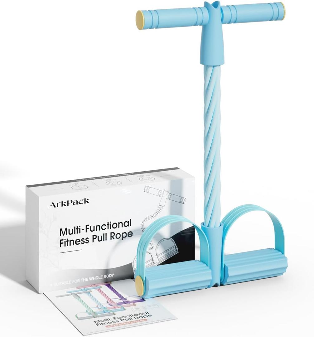 Pedal Resistance Band with Handle,6-Tubes Elastic Pull Rope Fitness Foot Pedal Resistance Bands for Women Girls Bestie Yoga Pilates Exercise Legs Calves Waist Arms Abdomen (Blue)