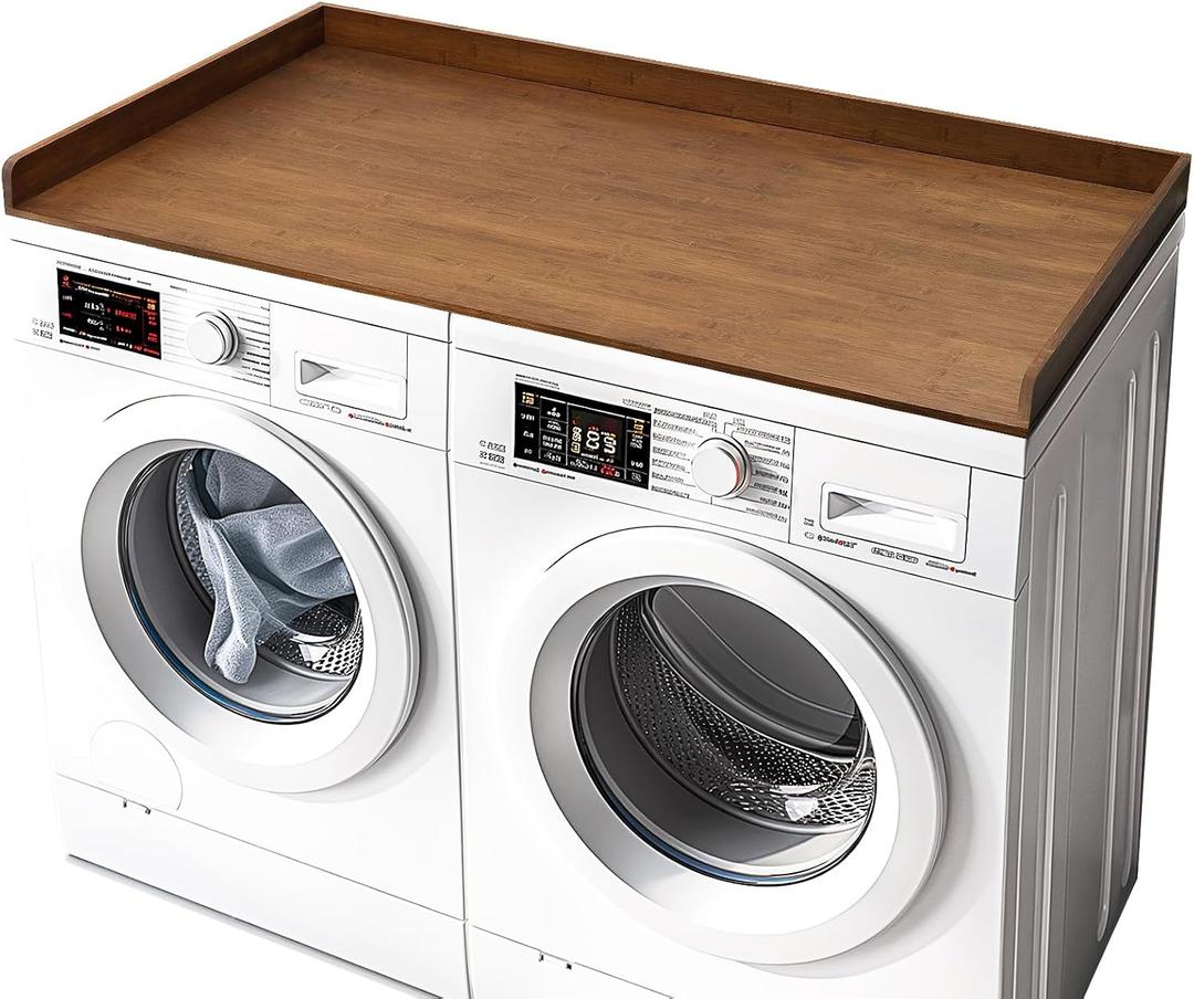 Gashell Washer Dryer Countertop, 27.5" x 54" Bamboo Washer and Dryer Countertop for Laundry Room Organization(Retro Brown), Standard