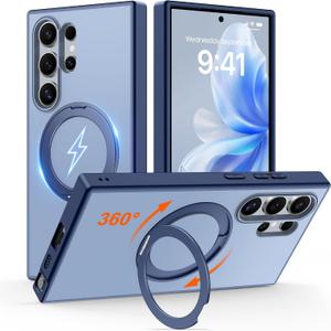 for Samsung Galaxy S24 Ultra Case with 360° Magnetic Stand Blue