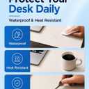 Aothia Cork Desk Mat - Dual-Sided XL PU Leather Desk Pad & Full Desk Protector, Large Waterproof Desktop Mat for Office & Gaming (47" x 23.6", Off-White)