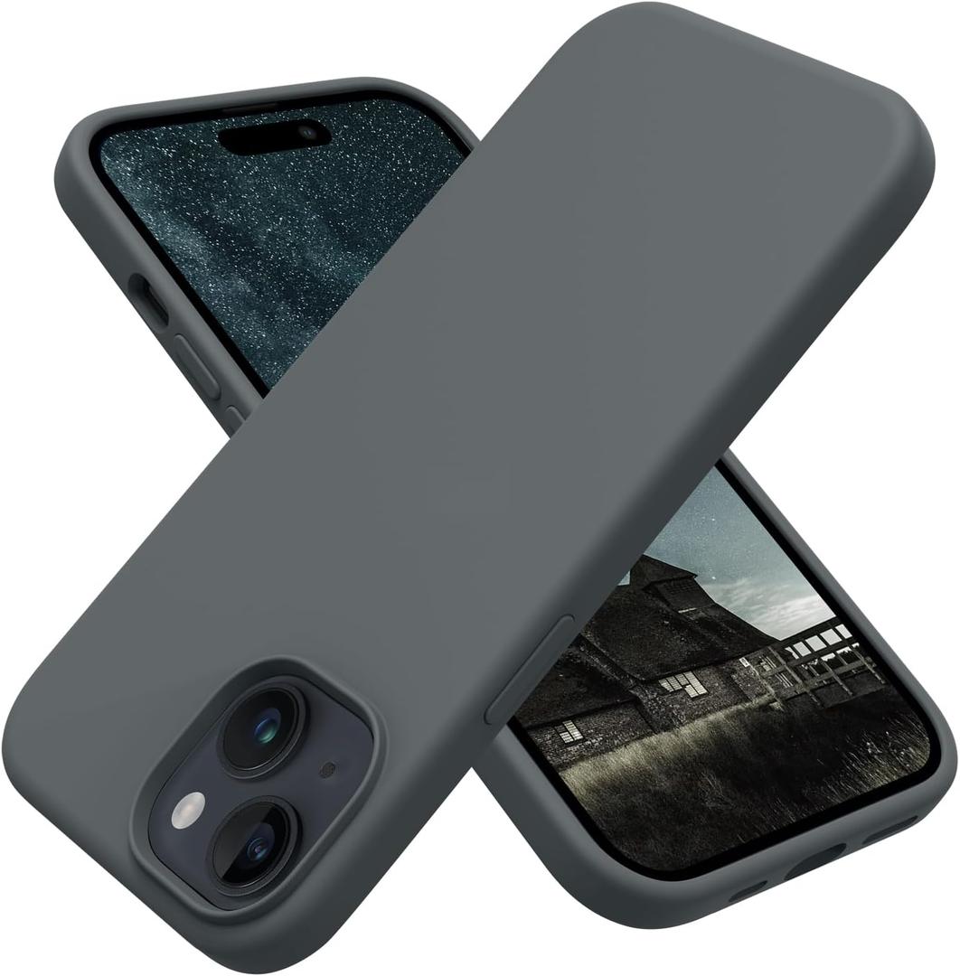 OTOFLY Compatible with iPhone 15 Case, Silicone Shockproof Slim Thin Phone Case for iPhone 15 (6.1 inch),(Space Gray)