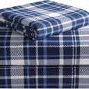 Highline Bedding Co. Flannel Sheet Set Full Size- 100% Turkish Cotton, Double-Brushed, Ultra-Soft, Plush, Cozy 4-Piece Set (Classic Plaid, Navy)