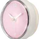 PATIKIL Waterproof Bathroom Clock, Battery Operated Silent Mini Wall Clocks with White Suction Cup for Shower Kitchen Home Decoration, Pink