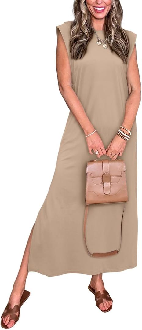 REORIA Women's Summer Vacation Long Maxi Dress Casual Sundresses Beach Dresses with Pockets (XX-Large, White Pepper)