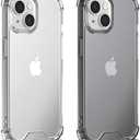 Pack of 3 2 Pack iEugen Compatible with iPhone 15 Pro Max Case Clear,Transparent [Military Grade Drop Protection] Slim Shockproof Phone Shockproof Bumper Slim Protection Cover Women Men 2023,Clear+Black