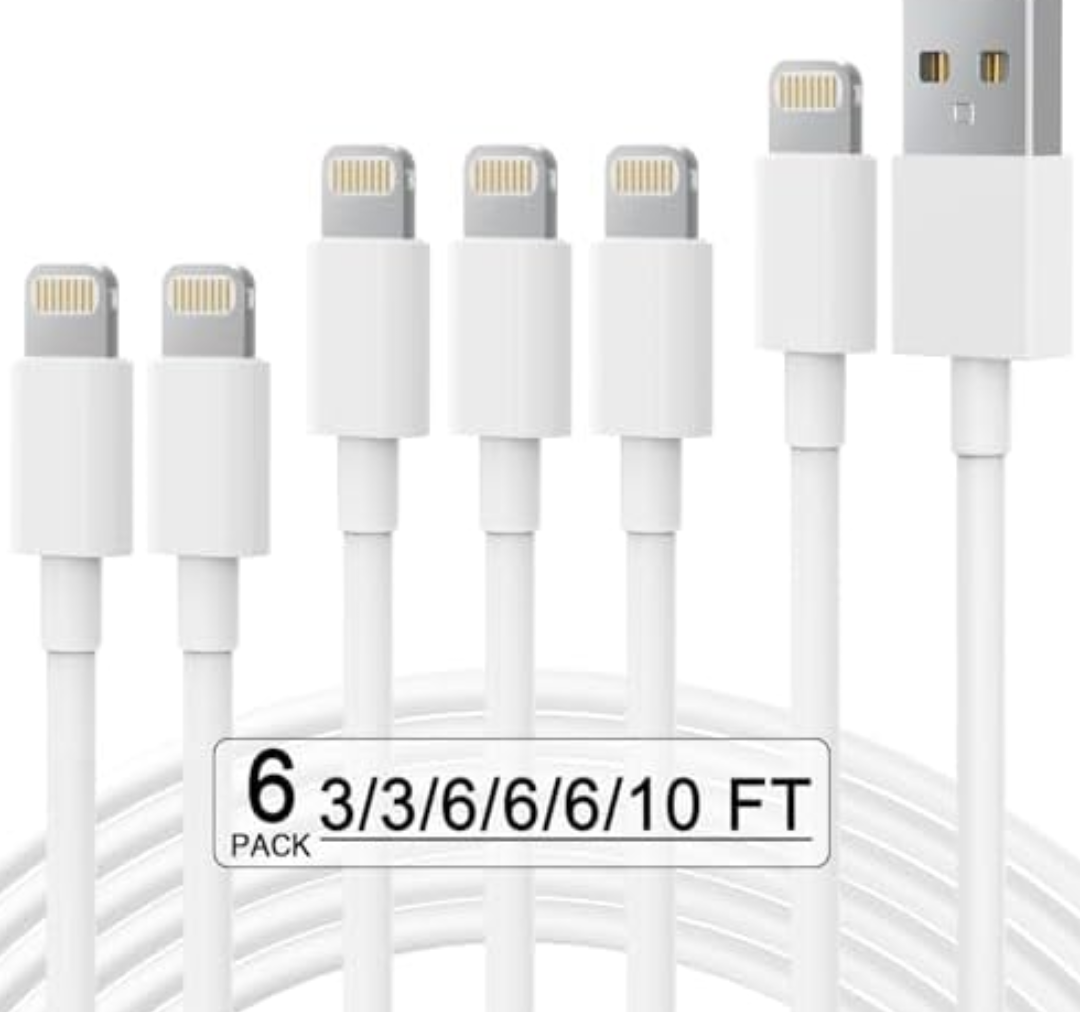 Pack of 4 Apple MFi Certified 6Pack(3/3/6/6/6/10 FT) iPhone Charger Fast Charging Lightning Cable iPhone Charger Cord Compatible for iPhone 14/13 /12/11 Pro MAX/XR/XS/8/7/Plus/6S/SE/iPad More