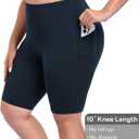 Womens Plus Size 10" Biker Shorts with Pockets, L-6XL High Waist Tummy Control Knee Length Butter Soft Athletic Workout Shorts L