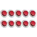 Partsam 10Pcs 2 inch Red 7LED Side Marker Clearance Light Turn Signal with Stainless Steel Bezel For Trailer Truck, High/Low Brightness